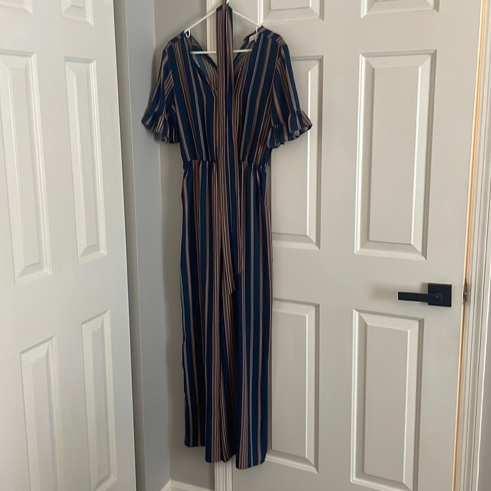Stripped jump suit